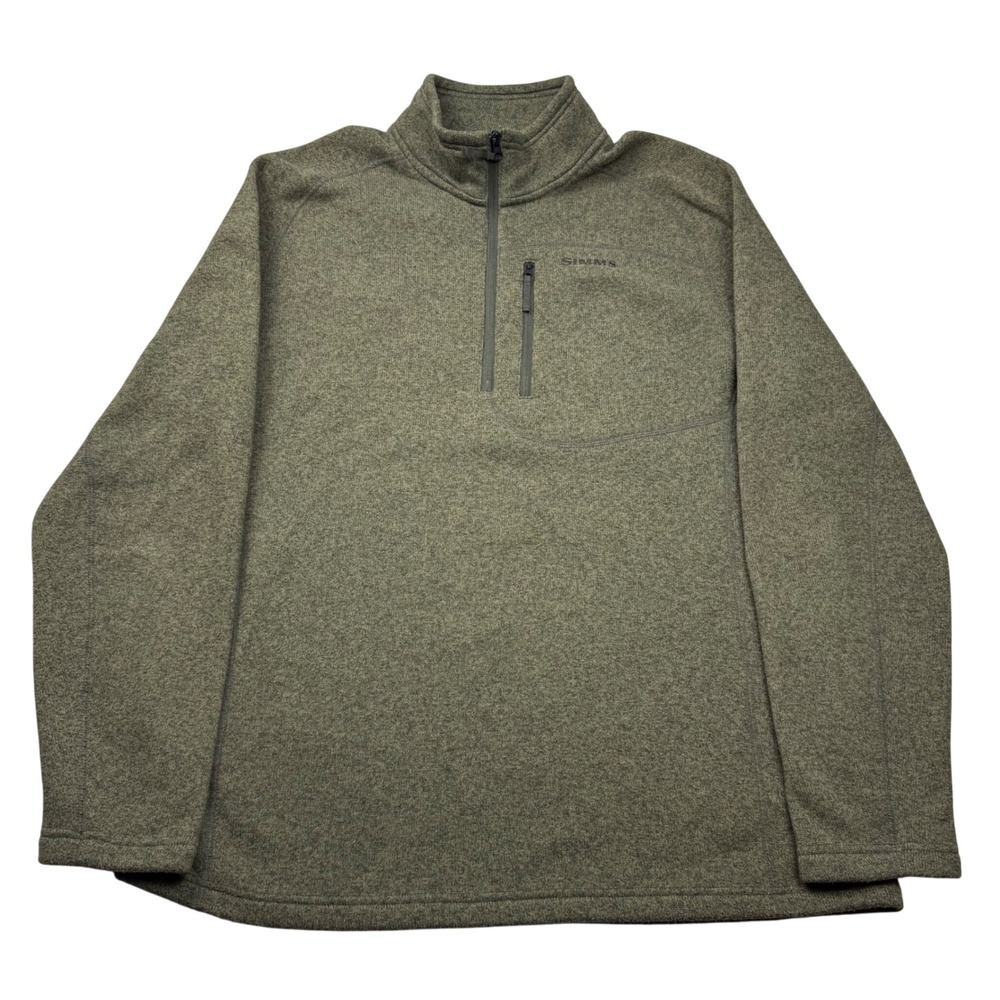 Simms Fishing Products Mens XXL Quarter Zip Fleece Pullover Olive Green Heather